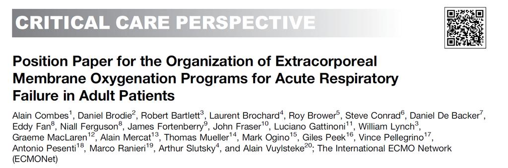 description of the optimal approach to organizing ECMO programs for ARF in adult patients need for experienced centers under