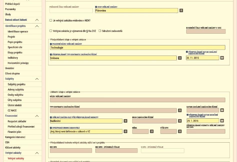 Na projektu musí být založena min. jedna zakázka ve stavu plánováno.