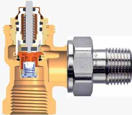 Konstrukce Eclipse. Vratná pružina s dostatečnou silou zajišťuje, že ventil nebude zablokován v uzavřené poloze po letních přestávkách. Připojovací závit M0x.