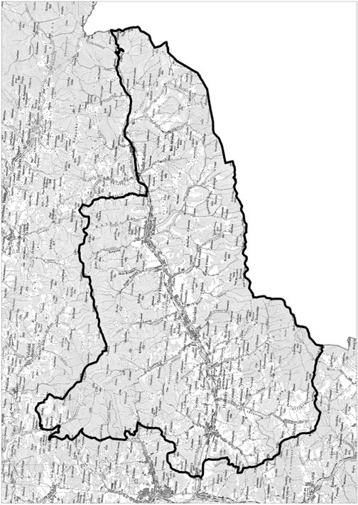 Obr. 27: Mapa hranice ptačí oblasti Horní Vsacko (zdroj: nařízení Vlády ČR č. 686/2004 Sb.