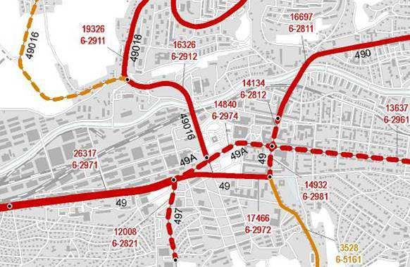 II/490 12-15 000, ul. Gahurova přes 14 000 automobilů/24 hodin). V rámci města Otrokovice se intenzita na R55 pohybuje okolo 11 000 automobilů/24 hodin, na I/55 je to 10-15 000 automobilů/24 hodin.