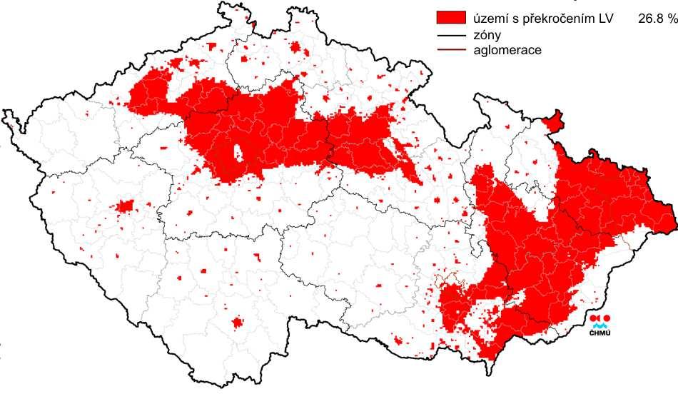 Stanice s nejvyššími hodnotami ročních průměrných koncentrací PM 10 v rámci IPRÚ je v rámci ČR až na 47.