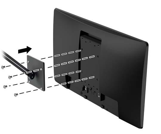 4. Pomocí čtyř šroubů dodaných s montážní deskou připevněte montážní desku