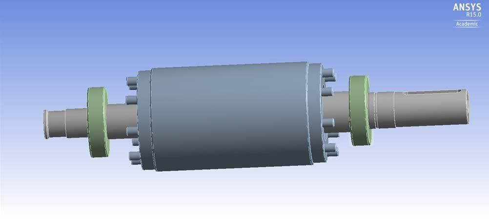 1 Modální analýza dynamiky rotoru Při modální analýze byl model rotor motoru, který je umístěn v ložiskách roztočen na otáčky 1500 min -1.