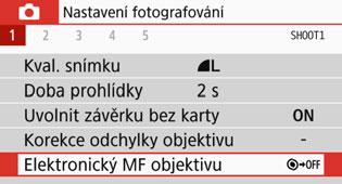 f: Změna režimu činnosti automatického zaostřovánín 3 Nastavení elektronického MF objektivu S následujícími objektivy USM a STM vybavenými funkcí elektronického ručního zaostřování lze nastavit, zda