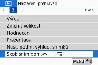 x Rychlé hledání snímků I Procházení snímků přeskakováním (zobrazení s přeskakováním snímků) V režimu zobrazení jednotlivých snímků můžete otáčením voliče <6> přeskakovat snímky vpřed nebo vzad podle