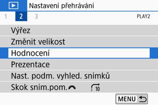 3 Nastavení hodnocení Snímky (fotografie a filmy) můžete ohodnotit jedním z pěti symbolů hodnocení: l/m/n/o/p. Tato funkce se nazývá hodnocení.