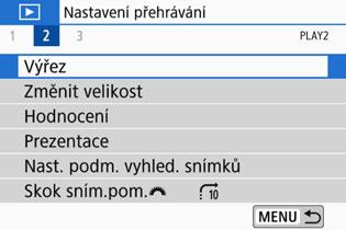 N Oříznutí snímků typu JPEG Zachycený snímek typu JPEG můžete oříznout a uložit jako další snímek. Snímky snímané ve formátu RAW nelze oříznout.