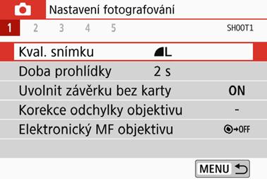 3 Funkce nabídky a konfigurace Pomocí nabídek můžete nakonfigurovat různá nastavení, jako jsou