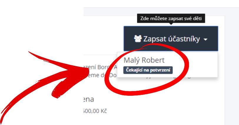 Váš zápis nyní čeká na potvrzení ze Střediska Následně obdržíte potvrzovací email obsahující: a.