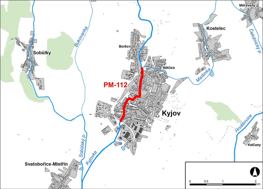 1. LOKALIZACE Předmětem řešeného území je úsek na toku Kyjovka v km 50,020 52,022. Obr. č. 1 Přehledná mapa řešeného území 2. CHARAKTERISTIKA OBLASTI S VÝZNAMNÝM POVODŇOVÝM RIZIKEM 2.