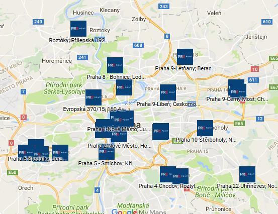 PREpointy > Současný stav nabíjecí sítě: 72 veřejných nabíjecích bodů 57 v Praze