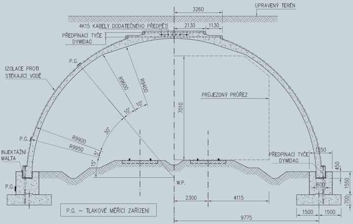 Verifikace matematického modelu K ověření výpočtového modelu byla provedena analýza realizované stavby stávajícího přesypaného tunelu.