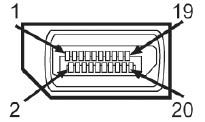 Konektor DisplayPort Číslo kolíku 20 kolíková strana připojeného signálního kabelu 1 ML0(p) 2 GND (zem.) 3 ML0(n) 4 ML1(p) 5 GND (zem.