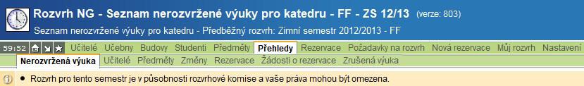 V této záložce se také zobrazují předměty, které zatím nemají vytvořený rozvrhový lístek, a tak nejsou vidět v Přehledech Předměty.