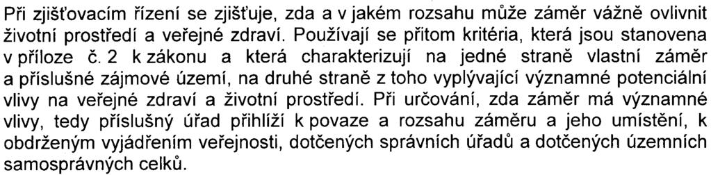 IÈ: 25581431 Skoøepka 4, 602 00 Brno Pøi zjiš ovacím øízení se zjiš uje, zda a v jakém rozsahu mùže zámìr vážnì ovlivnit životní prostøedí a veøejné zdraví Používají se pøitom kritéria, která jsou