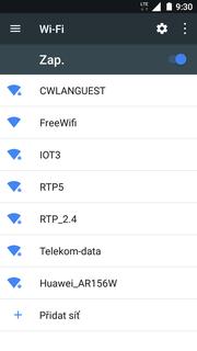 16 z 39 Přihlášení do Wi-Fi sítě Nastavení. Vyberete možnost Wi- Fi. 3. Wi-Fi zapnete/vypnete stisknutím vypínače.