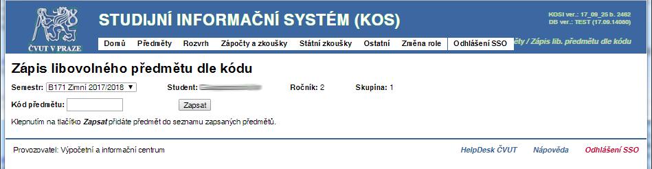 U některých předmětů může být červeně zobrazeno OMEZENÍ. Pokud na tento odkaz klepnete myší, otevře se okno s detaily omezení tohoto předmětu.