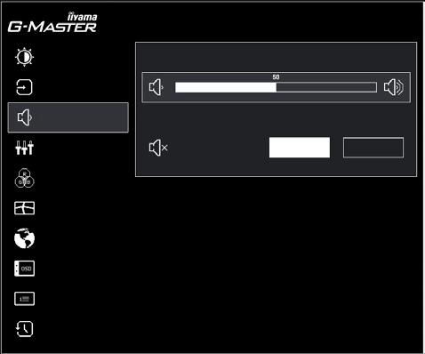 Nastavení audio Audio Settings Regulace obrazu Hlasitost G-MASTER GB2760HSU Volba vstupů Nastavení audio Nastavení Uložit uživ. nastav.