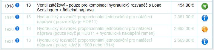 10.4. Hydraulika-výběr rozvaděče řiditelná náprava Pokud je na stroji řiditelná náprava + rozvaděč HDS11 musí být ještě vybrán jeden z