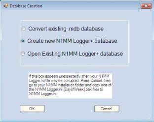 Otevřít existující databázi N1MM Logger+ Zatrhněte prostřední checkbox Po kliknutí na OK se otevře okno průzkumníka Windows v