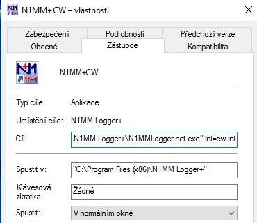 Pro CW závody okna Digital interface zavřu a otevřu si tam mapu GrayLine nebo tak... "C:\Program Files (x86)\n1mm Logger+\N1MMLogger.net.exe" INI=DIGI.