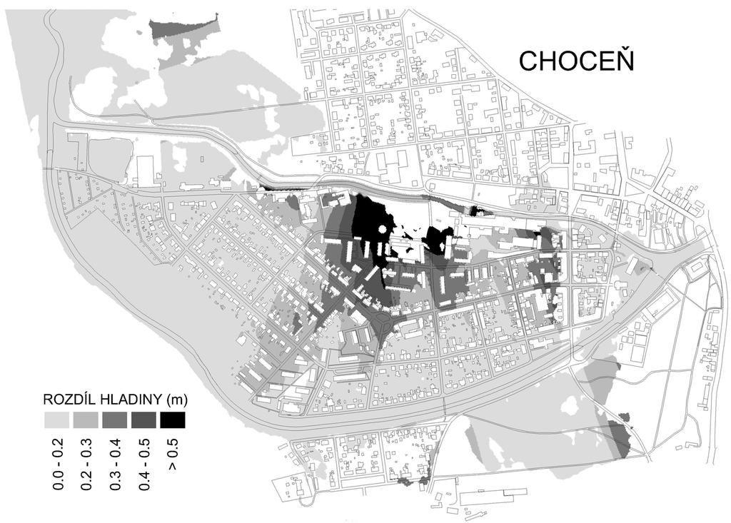 modelu FAST2D. Fig. 2. Water elevation map created from FAST2D model results.