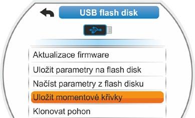 Na displeji se zobrazí nabídka USB flash disk. 2. Vyberte možnost Uložit momentové křivky (obr. 2) a potvrďte.