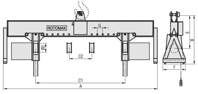 nastavení rozteče 1600-6000 mm, otáčení