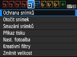 K Ochrana snímků Můžete nastavit ochranu, abyste zabránili náhodnému vymazání cenných snímků. 3 Ochrana jednoho snímku 1 2 Vyberte položku [Ochrana snímků].