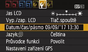 3 Nastavení data, času a časového pásma Po prvním zapnutí napájení nebo v případě vynulování data/času/ pásma se zobrazí obrazovka nastavení Datum/čas/pásmo.