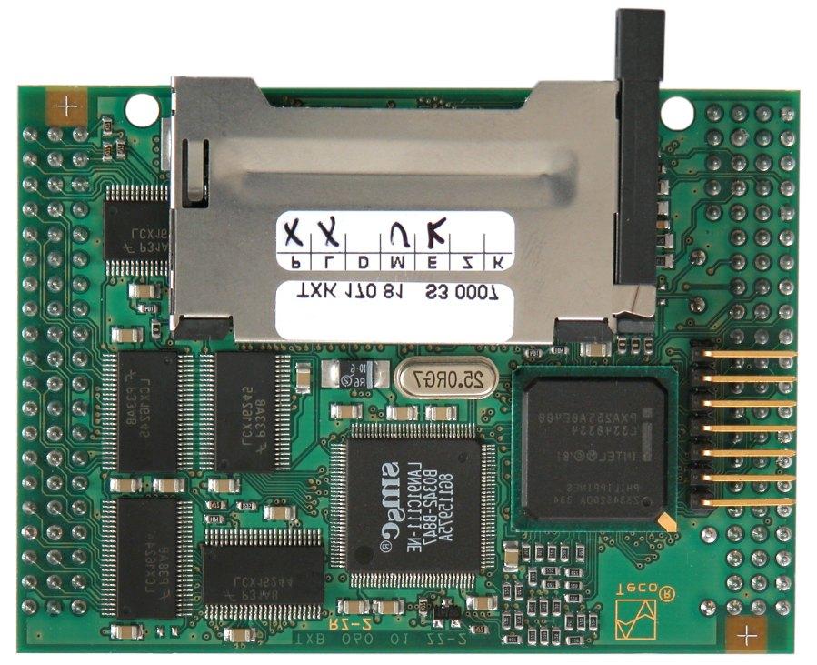 MP-x univerzální procesorový modul s vysokým výkonem Intel XScale 00/00 MHz RISC procesor RAM MB, Flash / MB zásuvka pro Compact Flash kartu vestavěný thernet, USB client JTAG, tři sériové linky,