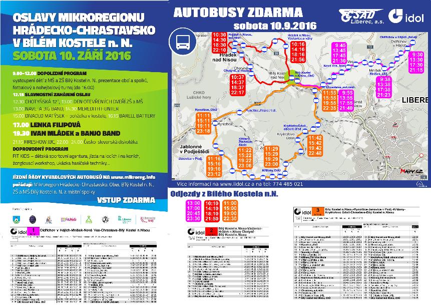 spojení veřejnou dopravou (Hejnické slavnosti, Oslavy Ještědu, Harrachovské slavnosti,.