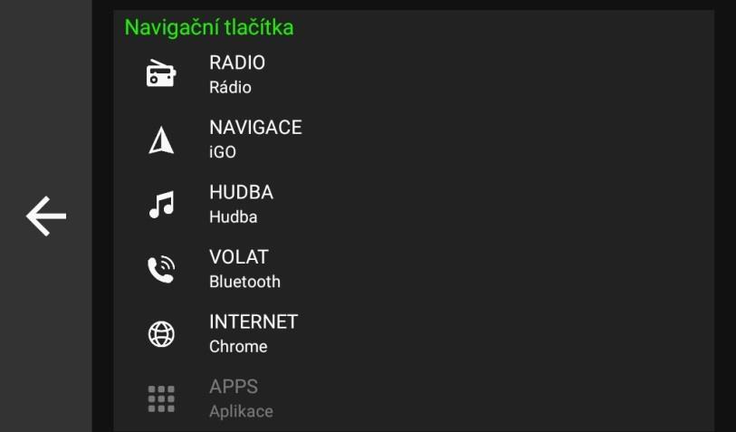 Nalistovat část Příklad úpravy základního tlačítka RADIO : Stisknout řádek RADIO.