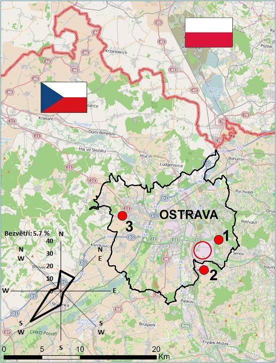 Lokality 1. Ostrava-Radvanice: závětří převládajících větrů od průmyslového komplexu ArcelorMittal Ostrava a.s. 2.