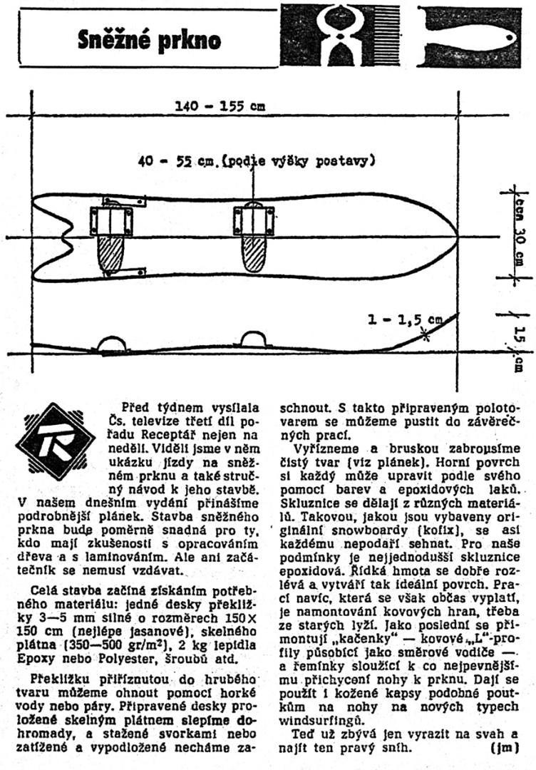 Obrázek 33: Návod konstrukce snowboardu z přílohy Deníku práce 1987 Zdroj: reportermagazin.cz: Prknem dolů, do pravěku snowboardingu II.