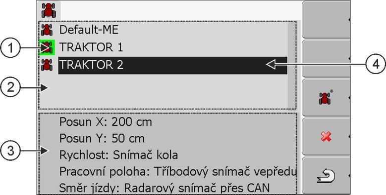 na připojený ISOBUS jobrechner (GPS signál jako zdroj rychlosti). V aplikaci Tractor-ECU můžete: Vytvořit pro každé vozidlo profil se specifickým nastavením.