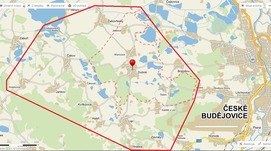 1 Obec Dubné Obec Dubné se nachází 7 km západně od Českých Budějovic v malebné krajině mezi rybníky pod úpatím prvních kopců Blanského lesa. Tvoří ji tyto části: Dubné, Křenovice, Třebín a Jaronice.