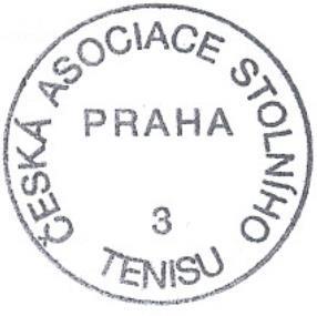 ČESKÁ ASOCIACE STOLNÍHO TENISU CZECH TABLE TENNIS ASSOCIATION, IČ:00676888 160 17, Praha 6, Zátopkova 100/2, pošt. schránka 40 www.ping-pong.cz, e-mail: ctta@cstv.