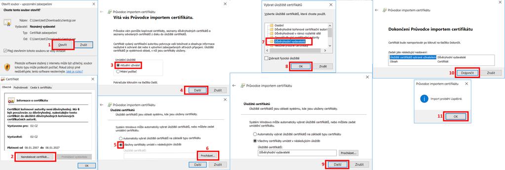 2.2 Nainstalování O2CZ kořenového certifikátu do důvěryhodných vydavatelů Pro řádné využívání osobních certifikátů vydaných certifikační autoritou O2CZ je v některých situacích (zejména ve Windows