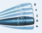 76 VÁŠ PEUGEOT 206 CC PODROBNĚ OVLADAČ STĚRAČŮ Ovládání s přerušovaným chodem Stěrače čelního skla 2 Rychlé stírání (silný déšť). 1 Normální stírání (mírný déšť). I Přerušované stírání. 0 Vypnuto.