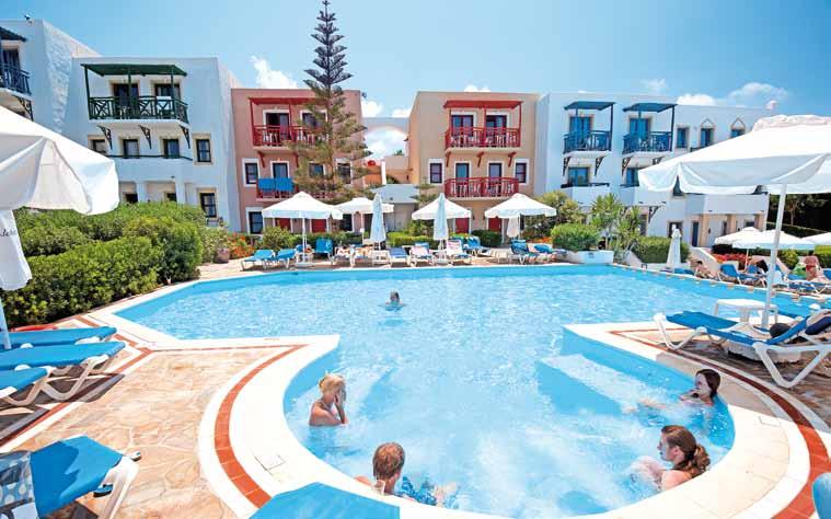 Hotel Cretan Village ****+ Krásný rozsáhlý hotelový komplex Cretan Village (Krétská vesnička), ve stylu tradiční krétské architektury, patřící známému hotelovému řetězci ALDEMAR, vítězi soutěže World