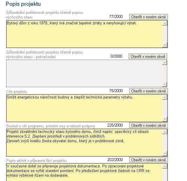 Popis projektu Vyplnit všechna žlutá