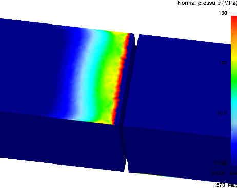 2 Odečtení dat z programu Deform 3D a stanovení působiště výsledné síly Jak je již vidět ze schématu střihání, vzhledem k přesazení kovadel, není působiště