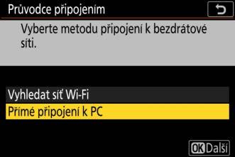 Připojení v režimu přístupového bodu Za pomoci níže uvedených kroků vytvoříte přímé bezdrátové spojení s počítačem v režimu přístupového