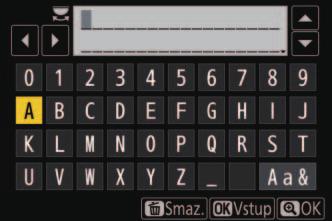 D Zadání textu Pokud je třeba zadat text, zobrazí se klávesnice.