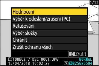 Přenos snímků Snímky pro přenos můžete vybrat na obrazovce přehrávání fotoaparátu nebo mohou být snímky přenášeny ihned po pořízení.