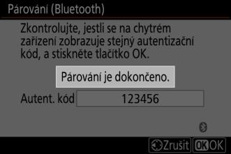 7 Fotoaparát/zařízení s operačním systémem ios: Postupujte podle pokynů na obrazovce. Fotoaparát: Stiskněte tlačítko J. Fotoaparát zobrazí zprávu s informací o připojení zařízení.