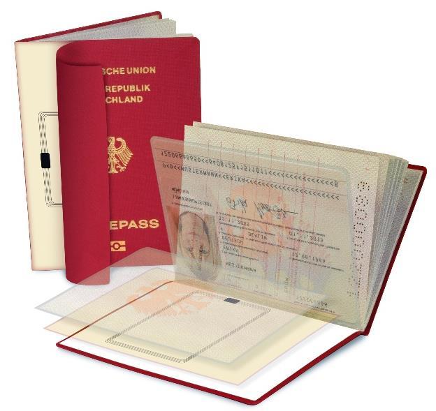 epasy elektronické pasy Pasy s vloženým RFID čipem bezdrátová čipová karta podle ISO 14443 (A nebo B) komunikace na 13,56 MHz zamýšlený čtecí rozsah 0 10 cm data uložena v 16 souborech (DG1 až