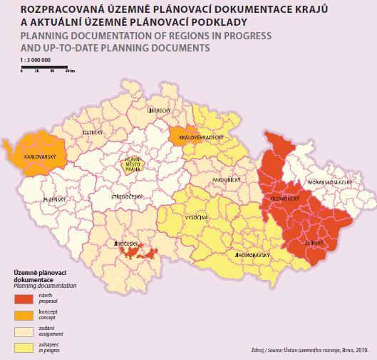 Kraje s rozpracovanou ÚPD a